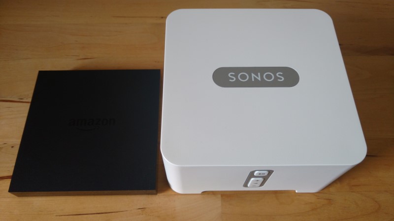 Sonos Connect und Amazon Fire TV im Größenvergleich