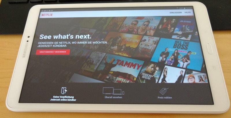 Netflix auf dem Samsung Galaxy Tab A (2016) Tablet.