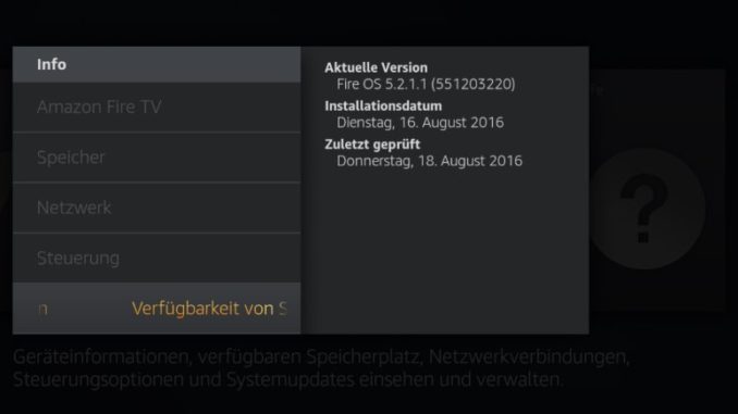 Amazon Fire TV Software Update Version 5.2.1.1 