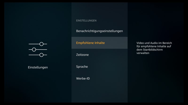 Amazon Fire TV Software Version 5.2.4.0 Empfohlene Inhalte