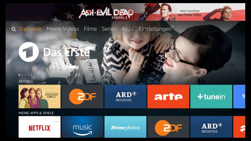 Amazon Fire TV Software Version 5.2.4.0 Startseite