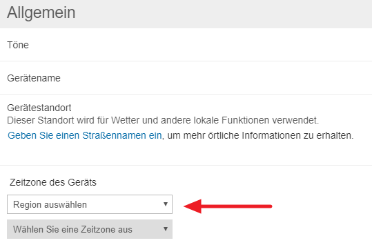 Amazon Echo Zeitzone einstellen