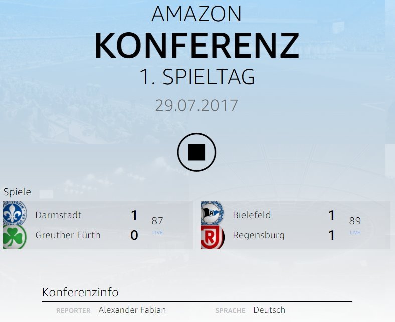 Bundesliga Live bei Amazon Prime Music im Browser hören