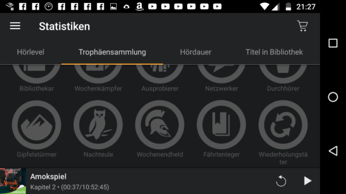 Audible App Trophäensammlung