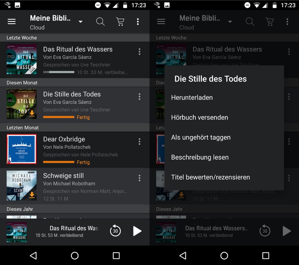 Die Bibliothek in der Audible App für Android