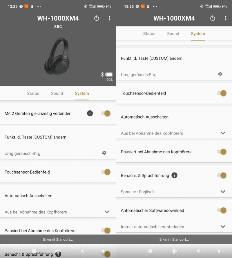 Sony | Headphones Connect App System Einstellungen